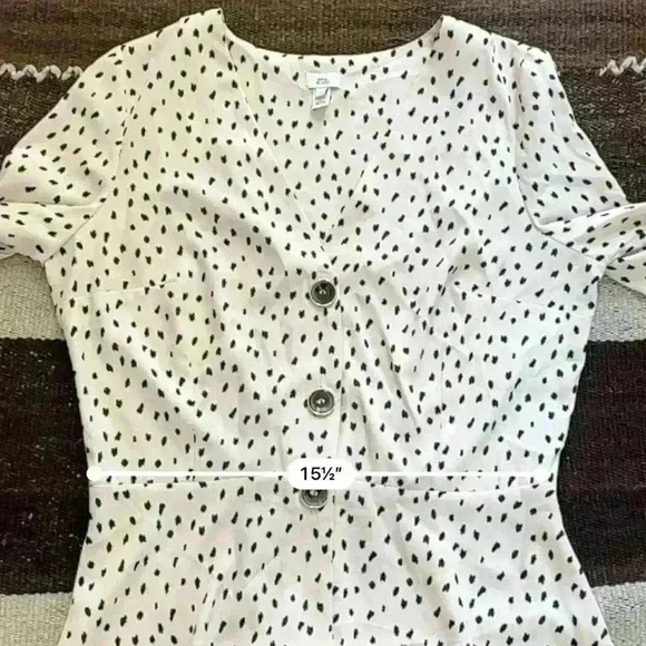 RIVER ISLAND Cream & Black Spotted Peplum Top Size 16 UK (Large US) - Picture 10 of 11